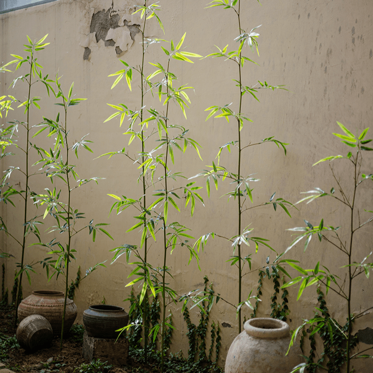 Artificial bamboo stem screen plant set of 10 with tall green leaves on Tampa Home & Garden Store