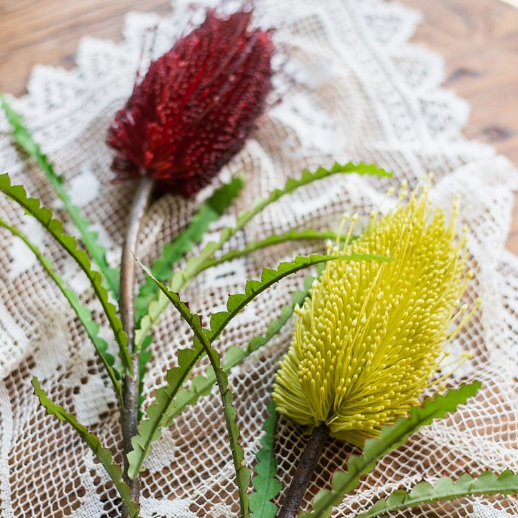 Faux Banksia Integrifolia flower, 28 in tall, RusticReach artificial plant on Tampa Home & Garden Store