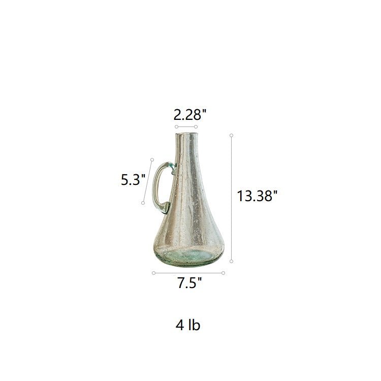 RusticReach small opening bubble glass kettle vase, clear glass, 13in tall on Tampa Home & Garden Store