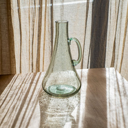 Glass kettle vase RusticReach, small opening bubble glass with green tint, 13in tall on Tampa Home & Garden Store