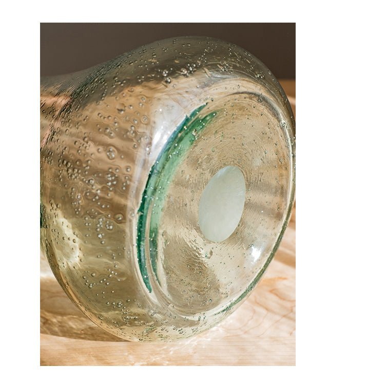 Small Openning Bubble Glass Kettle Vase 13 tall clear glass with bubble texture RusticReach on Tampa Home & Garden Store