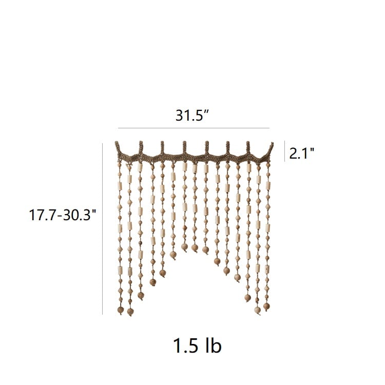 Wood Beaded Door Curtain RusticReach natural wooden beads knotted top 31.5 in wide on Tampa Home & Garden Store