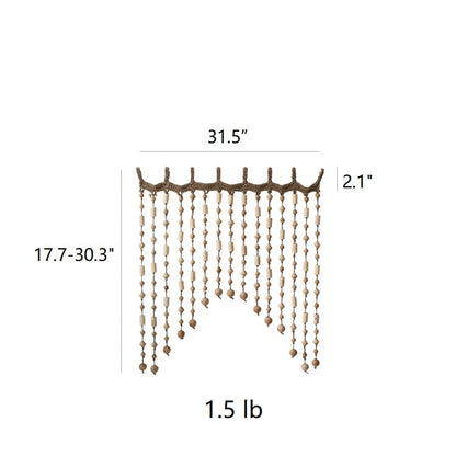 Wood Beaded Door Curtain RusticReach natural wooden beads knotted top 31.5 in wide on Tampa Home & Garden Store