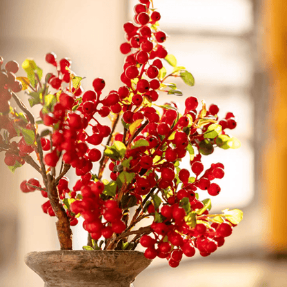 Artificial fruit berry stem by RusticReach with red silk berries on a 17-inch stem on Tampa Home & Garden Store