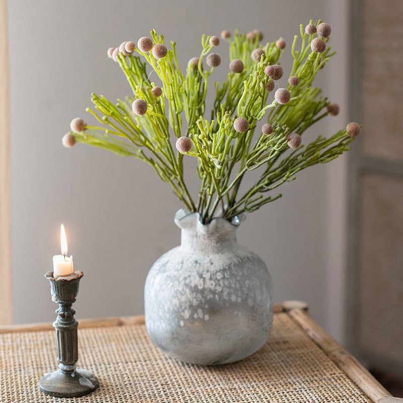 Artificial Berzelia Fruit Stem 24in tall faux greenery by RusticReach in a gray ceramic vase on Tampa Home & Garden Store