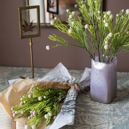 Berzelia Fruit Stem 24in tall RusticReach green stems with white berries in iridescent vase on Tampa Home & Garden Store