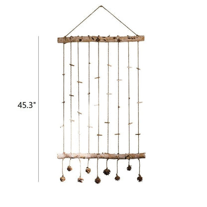 Birch Wood Photo Wall Hanger by RusticReach natural birch with vertical cords and pinecone charms on Tampa Home & Garden Store