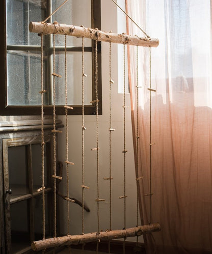 Birch Wood Photo Wall Hanger by RusticReach with twine cords and mini wooden clothespins on Tampa Home & Garden Store