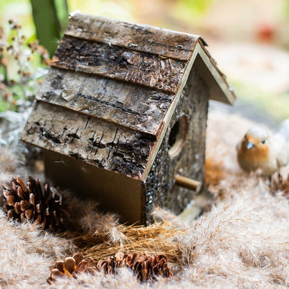 Birch Wood Decorative Bird House by RusticReach, bark-textured exterior on Tampa Home & Garden Store