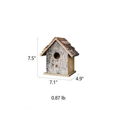 Birch Wood Decorative Bird House by RusticReach, natural bark finish, 7.1x4.9x7.5 in on Tampa Home & Garden Store