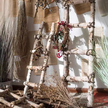 White Birch Wood Decorative Ladder by RusticReach with natural knotty finish on Tampa Home & Garden Store