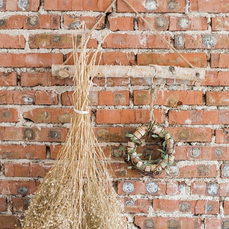 Birch Wood Craft Wall Hanger natural birch wood with dried bouquet and wreath by RusticReach on Tampa Home & Garden Store