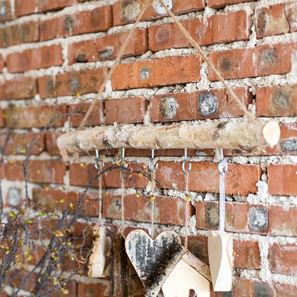 Birch Wood Craft Wall Hanger by RusticReach with natural branch and metal hooks on Tampa Home & Garden Store