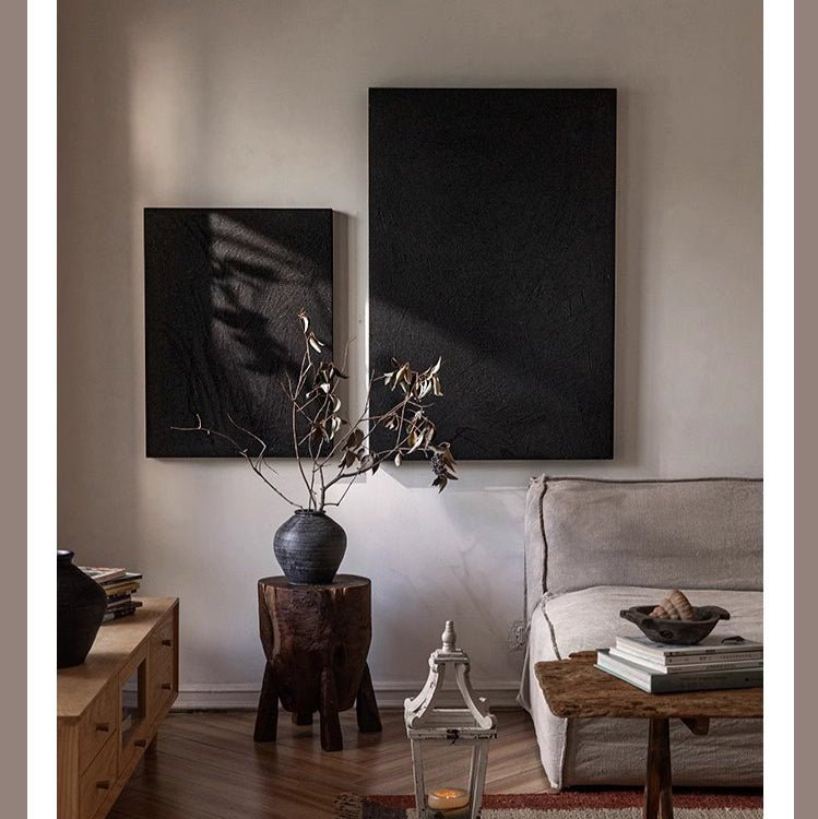 Black Textured Wall Art set with two canvases by RusticReach, bold monochrome wall display on Tampa Home & Garden Store