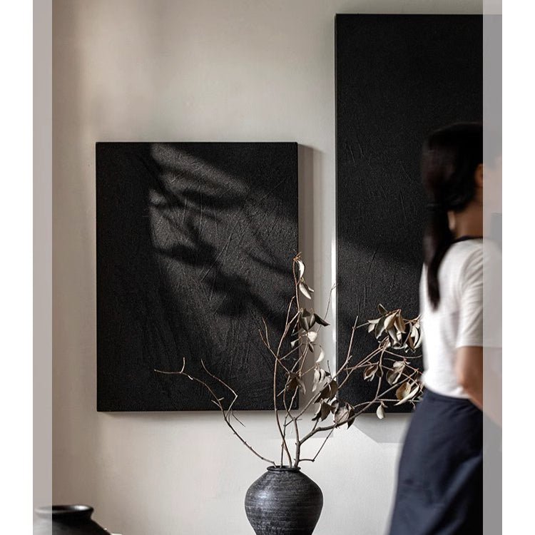 Black textured wall art two-panel set by RusticReach with a dark vase and dried branches on Tampa Home & Garden Store