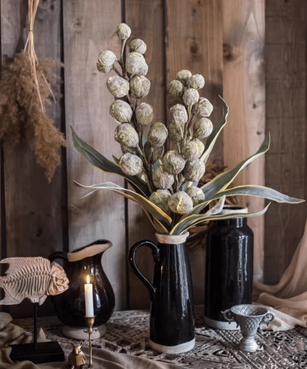 Designer Fruit Bouquet RusticReach in black ceramic pitcher with frosted berry clusters on Tampa Home & Garden Store