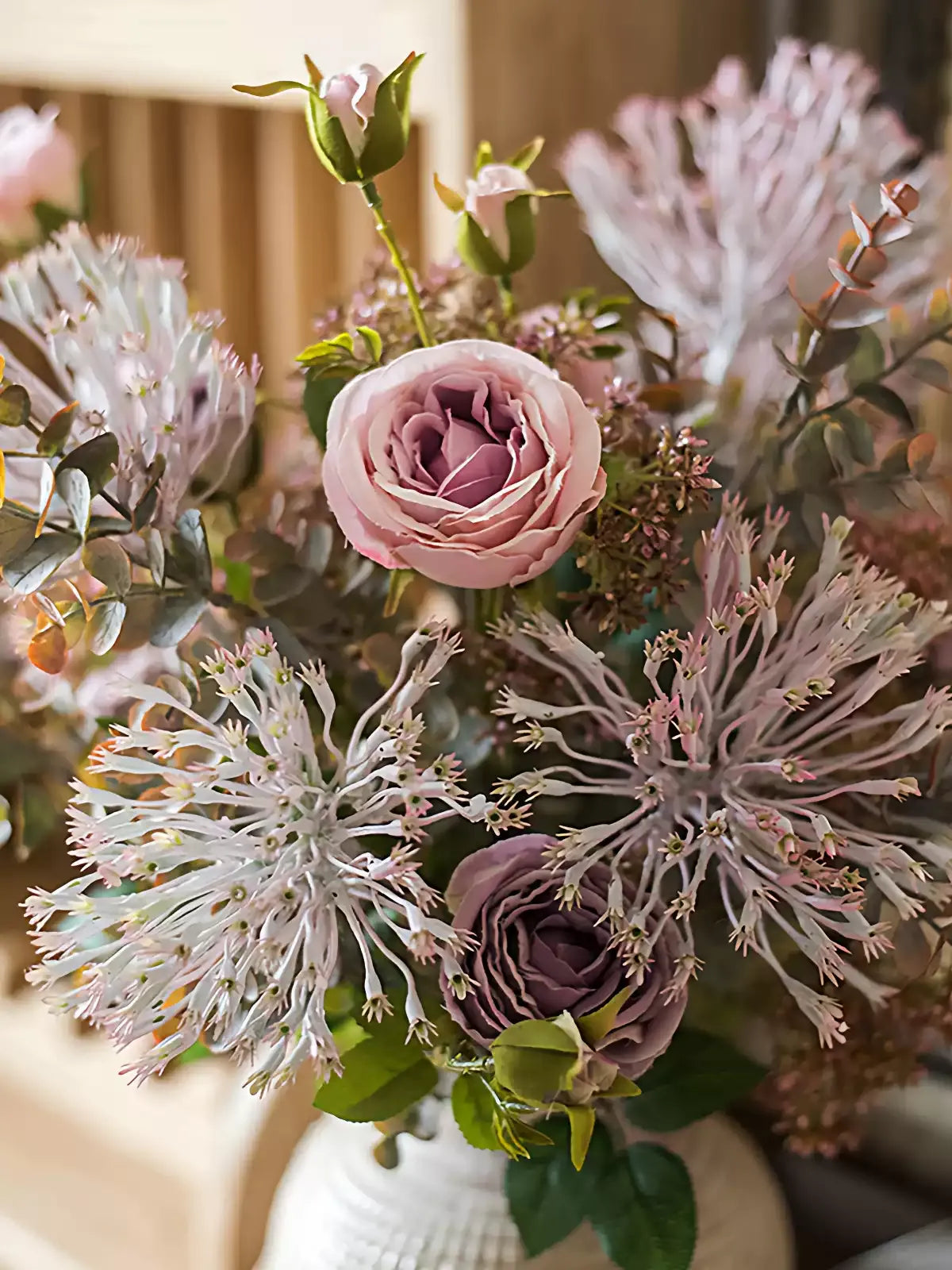Rustic Lavender Bloom Bouquet with pink lavender roses and white spiky blooms on Tampa Home & Garden Store