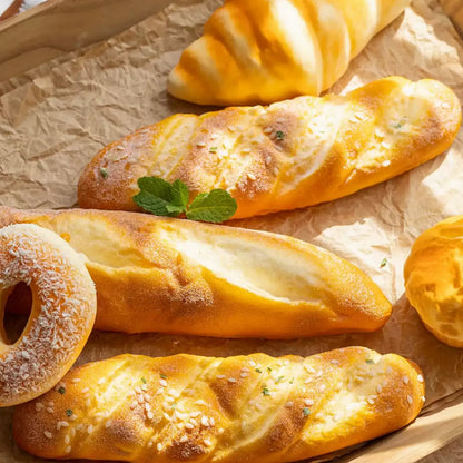 Artificial Bread & Pastry Props RusticReach golden baguette loaves with sesame seeds on parchment on Tampa Home & Garden Store