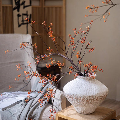 Rustic Berries on Tall Branch artificial plant in a textured ceramic vase on Tampa Home & Garden Store