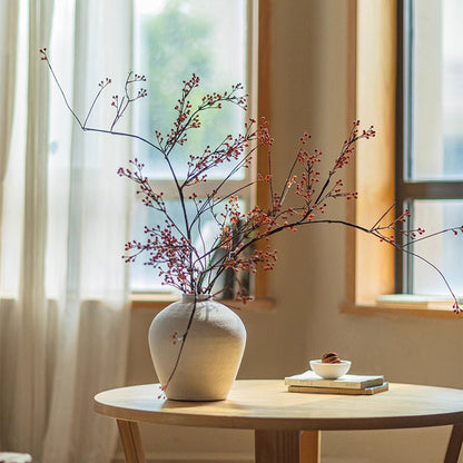 Rustic Berries on Tall Branch artificial plant in white vase with red berry clusters RusticReach on Tampa Home & Garden Store