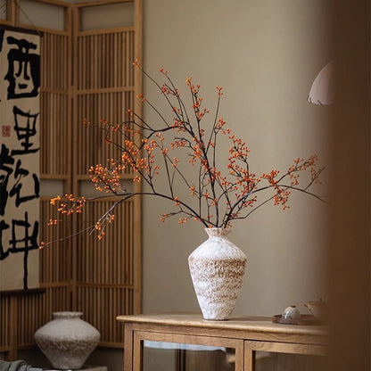 Artificial non-flowering Rustic Berries on Tall Branch in a white speckled vase, RusticReach on Tampa Home & Garden Store