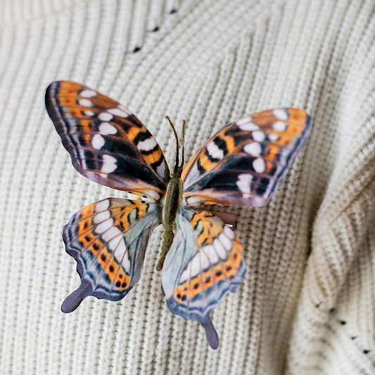 Butterfly clips set of 5 by RusticReach with orange, white and black wing patterns on knit fabric on Tampa Home & Garden Store