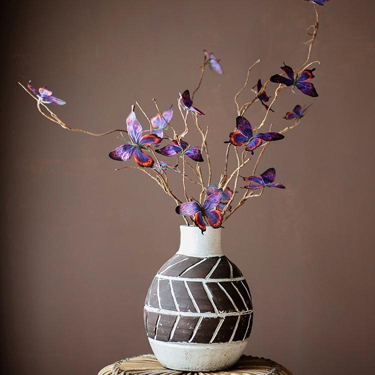 Butterfly Clips set of 5 by RusticReach, purple butterfly charms on twigs in a ceramic vase on Tampa Home & Garden Store