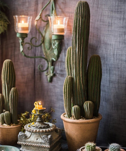 Artificial Faux Cactus in Brown Pot display in rustic brown terracotta pots by RusticReach on Tampa Home & Garden Store