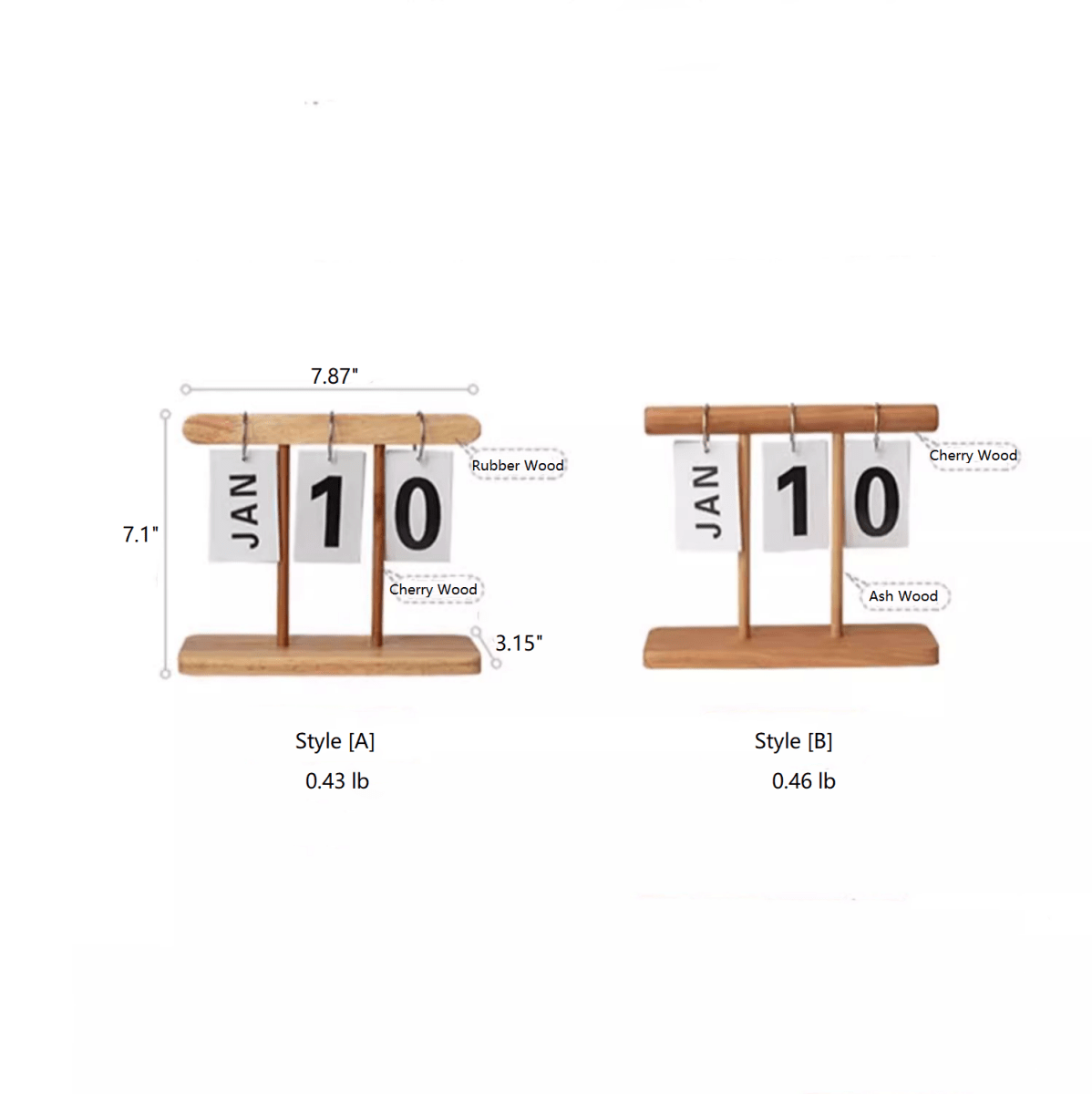 Page-Flipping Wooden Desktop Calendar by RusticReach in two wood styles, displays JAN 10 on Tampa Home & Garden Store