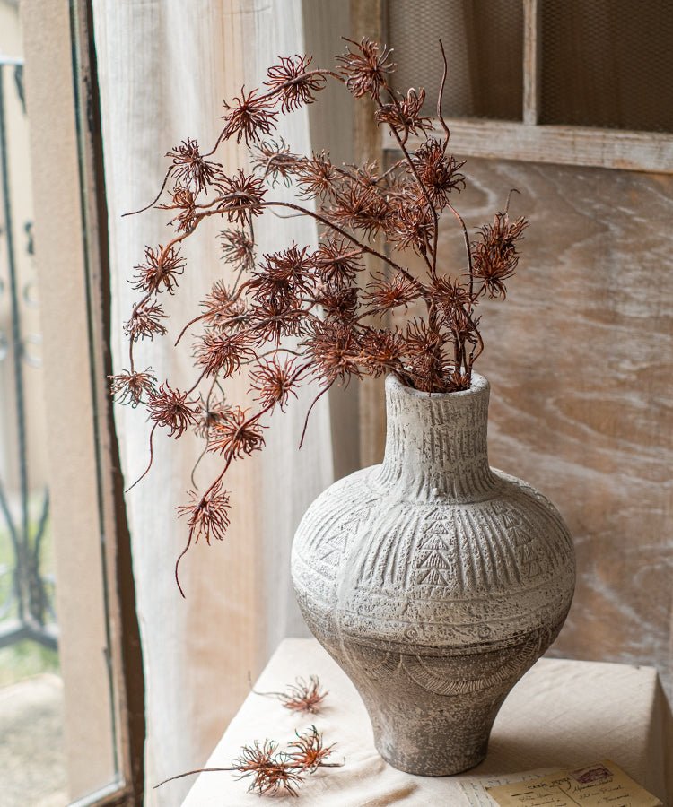 Plastic Cangli Stem 33in tall with brown branches in a textured gray vase on Tampa Home & Garden Store