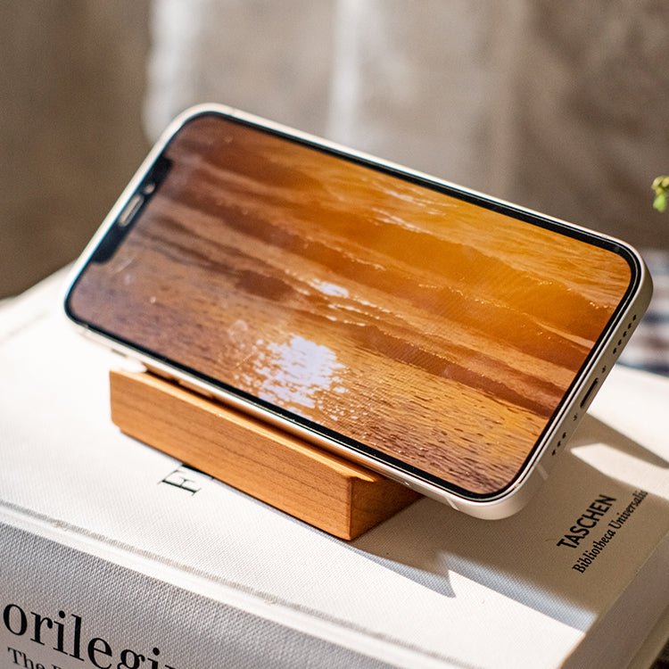 Solid wood cellphone stand by RusticReach, compact desktop phone holder on Tampa Home & Garden Store