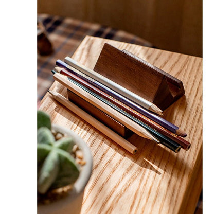 Solid Wood Cellphone Stand by RusticReach on a light wood desk with pencils and a plant on Tampa Home & Garden Store