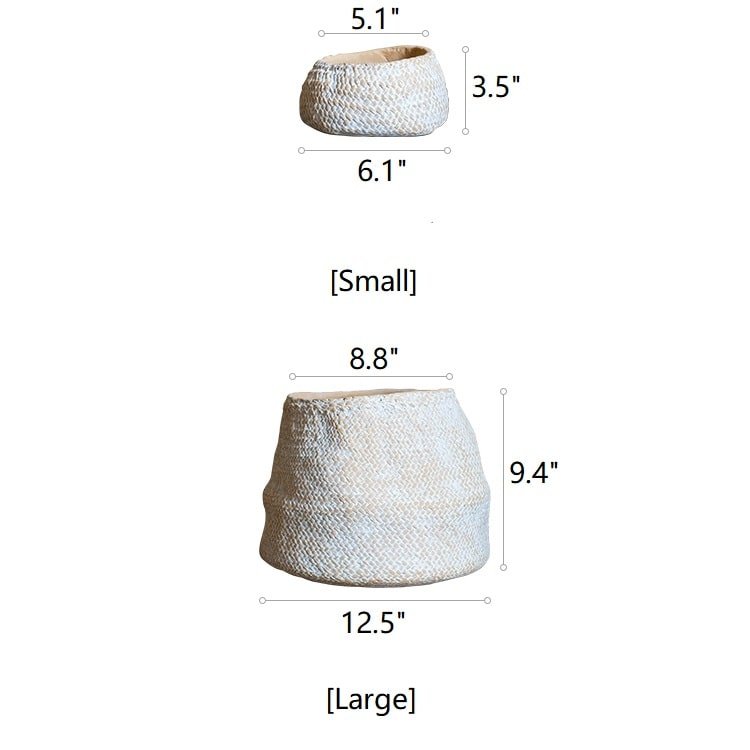 RusticReach cement weaving planter, small and large woven-textured plant containers on Tampa Home & Garden Store