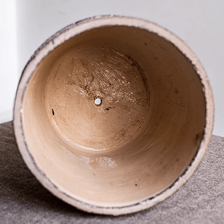 Classic Element Art Planter clay flowerpot with natural beige interior and drainage hole on Tampa Home & Garden Store