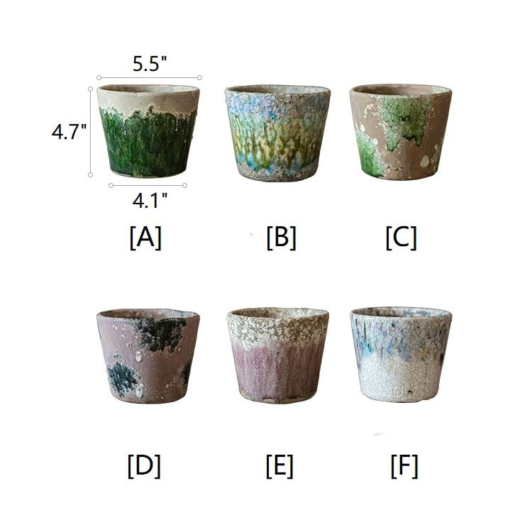 Colorful Terracotta Pot RusticReach; six glazed planters in green, blue, and crackled finishes on Tampa Home & Garden Store