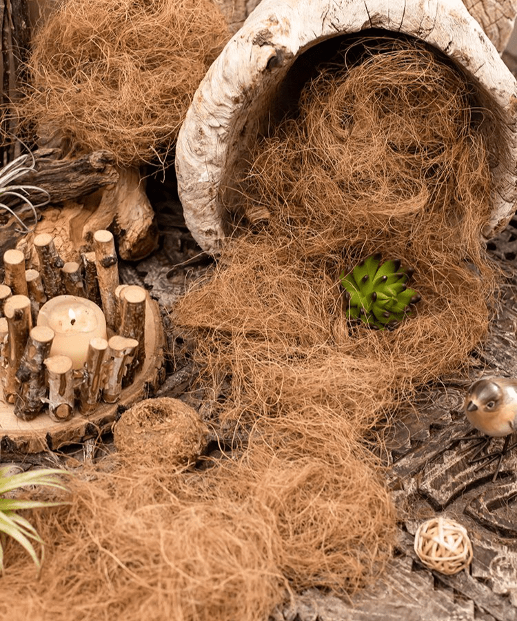 Coconut fiber pot soil surface padding set of 3 natural brown coir fibers RusticReach on Tampa Home & Garden Store