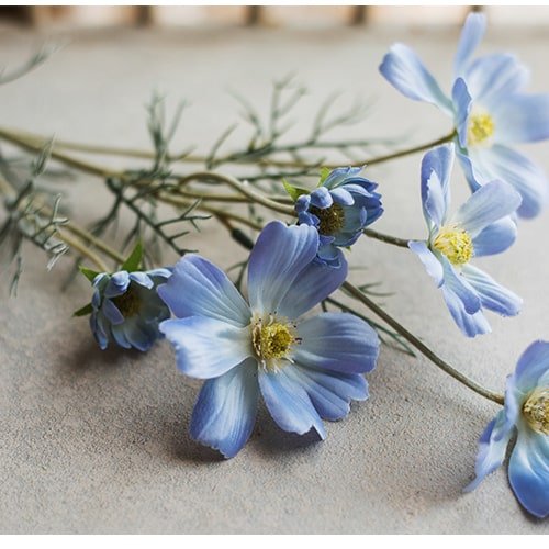 Faux Silk Cosmos Stem blue, 24 in tall, RusticReach on Tampa Home & Garden Store