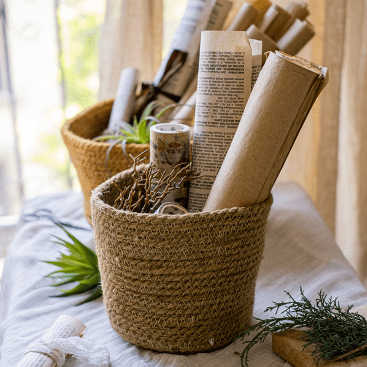 Cotton rope woven basket desktop organizer – natural beige, RusticReach storage container on Tampa Home & Garden Store