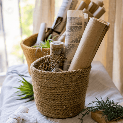 Cotton rope woven basket desktop organizer – natural beige, RusticReach storage container on Tampa Home & Garden Store