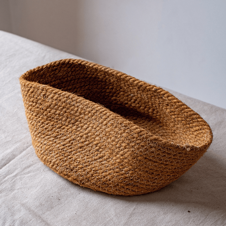 RusticReach cotton rope woven desktop storage basket, natural brown oval organizer on Tampa Home & Garden Store