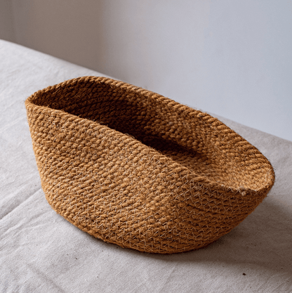 RusticReach cotton rope woven desktop storage basket, natural brown oval organizer on Tampa Home & Garden Store