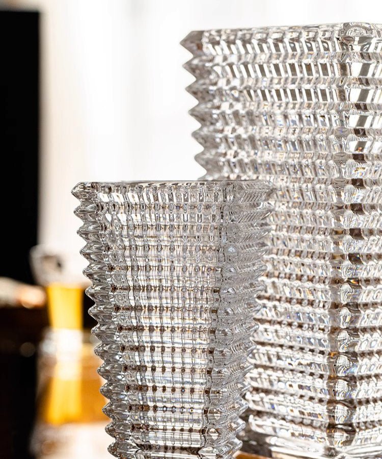 Crystal-Cut Look Glass Vase by RusticReach, clear ribbed glass vases in a tall set of two on Tampa Home & Garden Store