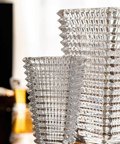 Crystal-Cut Look Glass Vase by RusticReach, clear ribbed glass vases in a tall set of two on Tampa Home & Garden Store