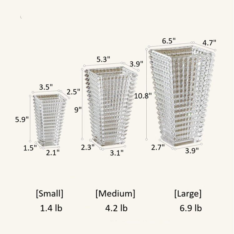 RusticReach crystal-cut glass vases set of 3 in small, medium, large on Tampa Home & Garden Store