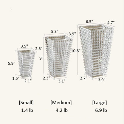 RusticReach crystal-cut glass vases set of 3 in small, medium, large on Tampa Home & Garden Store