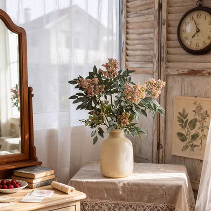 RusticReach Cottage Garden Blossom Stem artificial plant in cream vase with pink clusters on Tampa Home & Garden Store