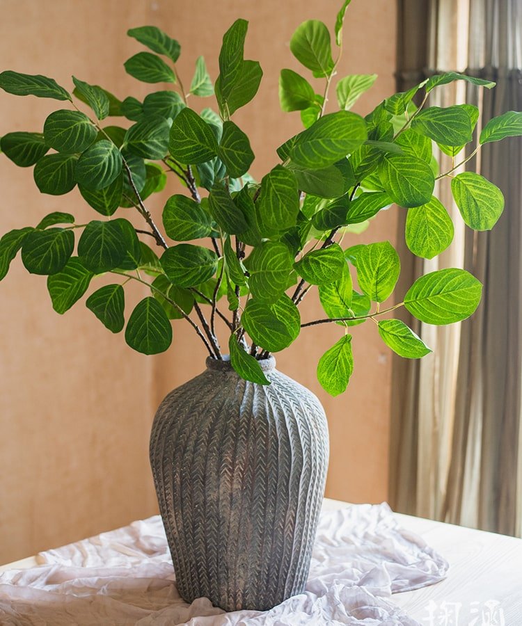 Artificial Faux Large Dans Leaf Stem Plant by RusticReach with bright green leaves in a vase on Tampa Home & Garden Store
