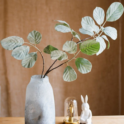 RusticReach artificial large Dans leaf stem plant with dusty green leaves in a gray vase on Tampa Home & Garden Store