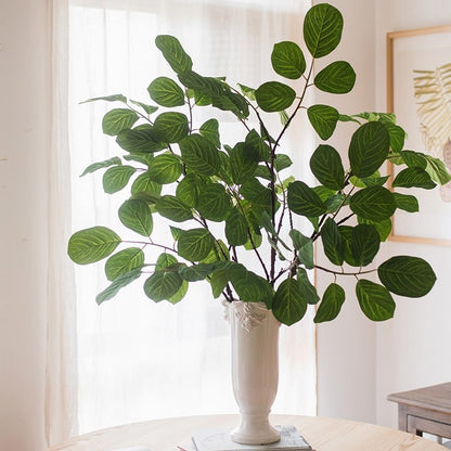 Artificial Large Dans Leaf Stem Plant by RusticReach in a white vase with lush green leaves on Tampa Home & Garden Store