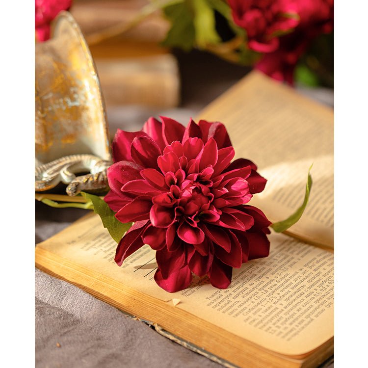 Artificial dahlia flower vine 59in long, burgundy blooms, RusticReach on Tampa Home & Garden Store